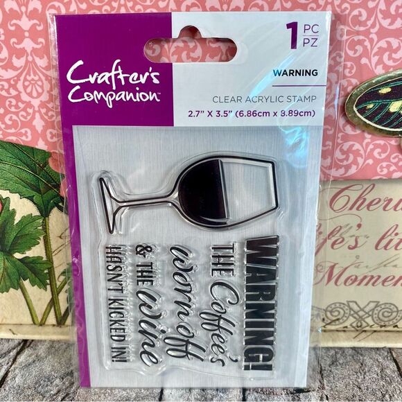 Crafter's Companion Clear Acrylic Stamp NWT Warning 1 Piece Handmade Cards - Picture 1 of 4